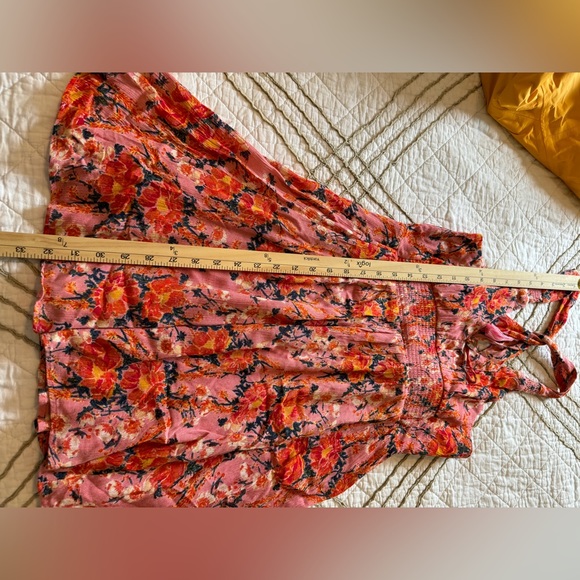 Free People Small Washed Ashore Floral‎ Mini Dress Pink Open Back Flowers Size S - Picture 4 of 6